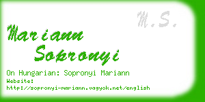 mariann sopronyi business card